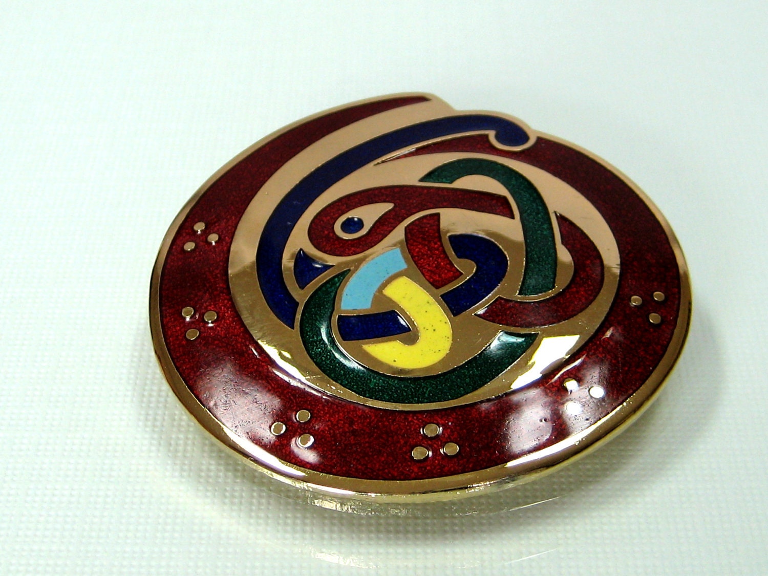 Enamel Celtic jewelry brooch Bird Motif