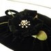Vintage Black Velvet Derby Hat, Rhinestone, Floral