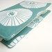 Journal cover teal blue green white, fabric cover for journal or planner, Moleskine pocket notebook, Gifts Mum Mother