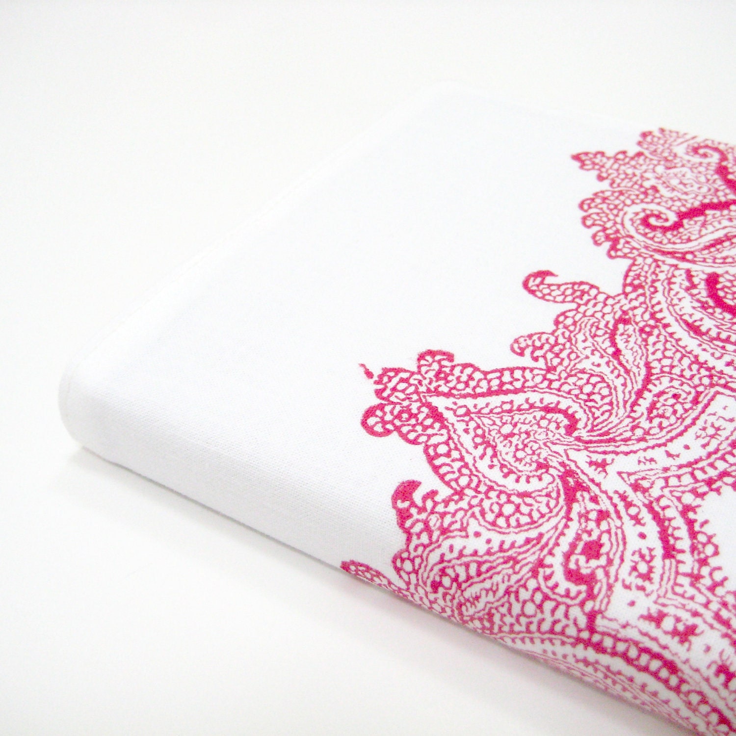 RESERVED Cotton anniversary gift for her, red white paisley Moleskine cover for large planner or journal 5 x 8 inch or 21 x 13 cm