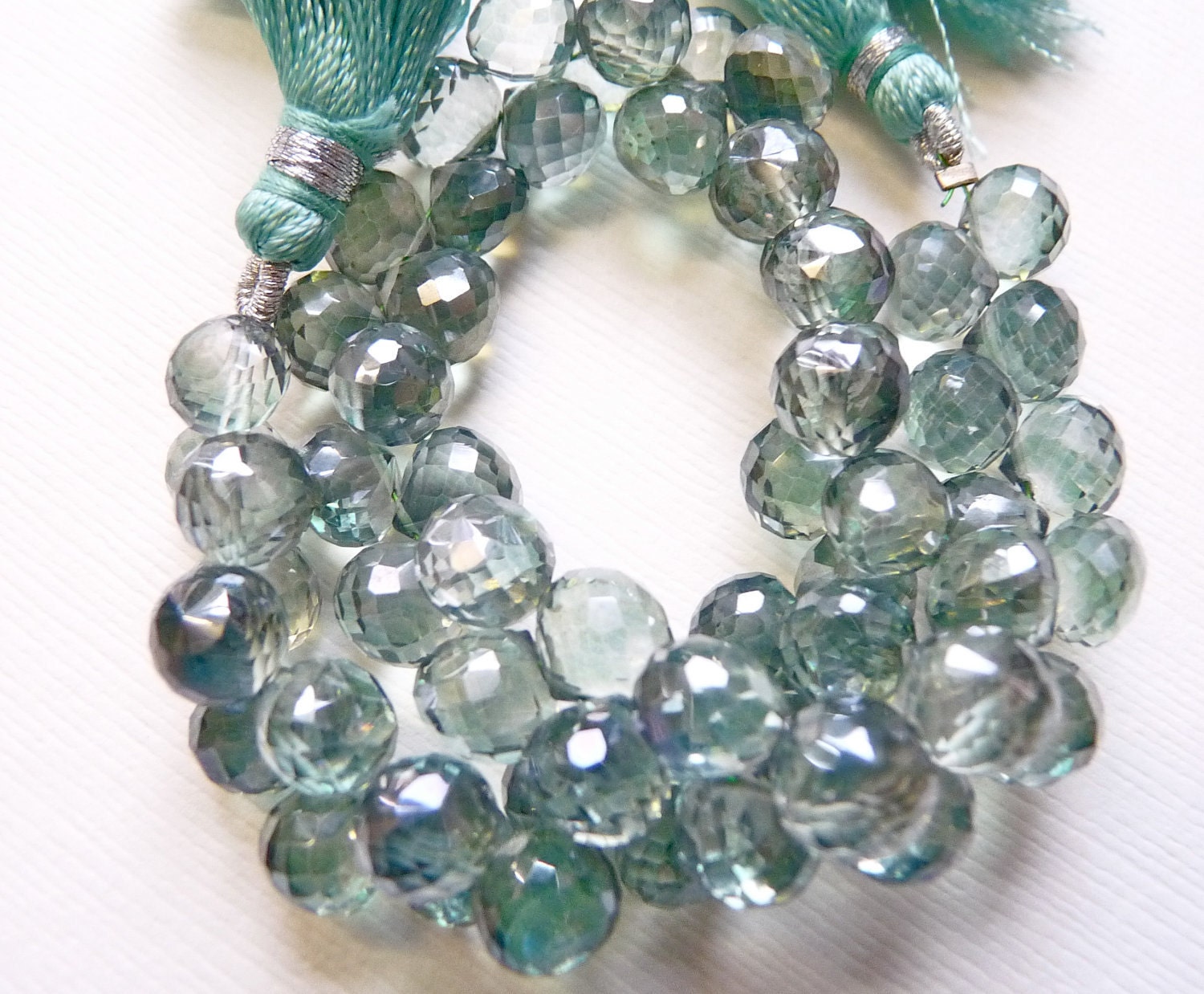 AA-AAA Mystic green quartz micro faceted onion briolette--Last batch-set of 6 Pcs -8 mm