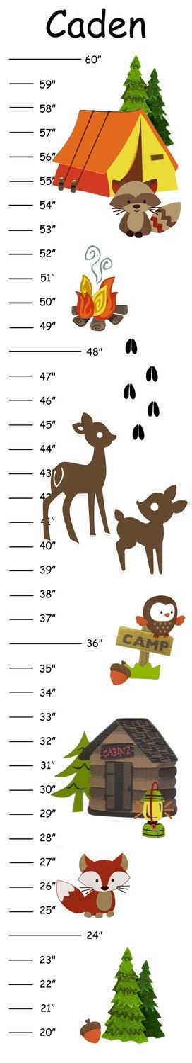 Personalized Deer Camp Canvas Growth Chart - Ribbon