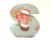 Pink and Blue Floral 3D Freestanding Letters Any Amount Handmade Initial Number Custom Flowers Female Mothers Day Girls Bedroom - RoseberryStore