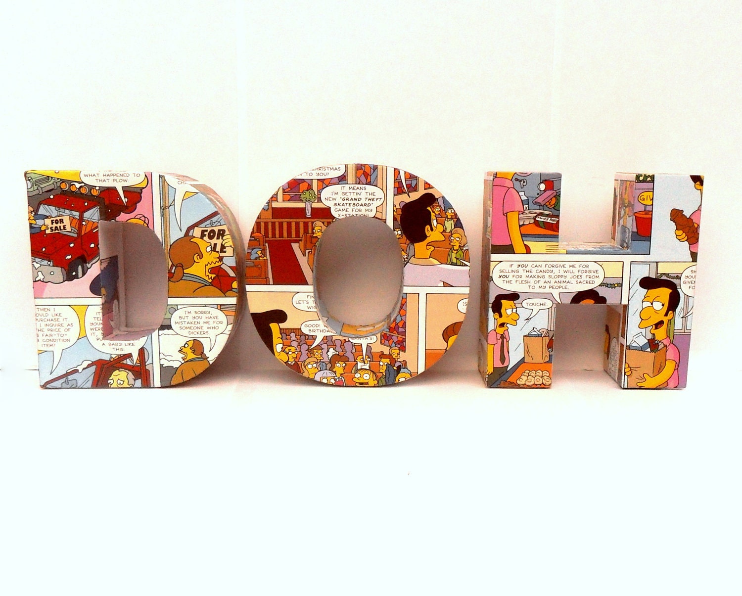 The Simpsons Comic Book 3D Freestanding DOH Letters Handmade Initial Number Custom Boys Bedroom