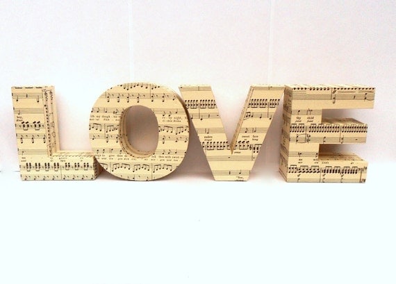 LOVE 3D Freestanding Lettering Sheet Music Maps Custom Home Decoration Wedding Present Ornament