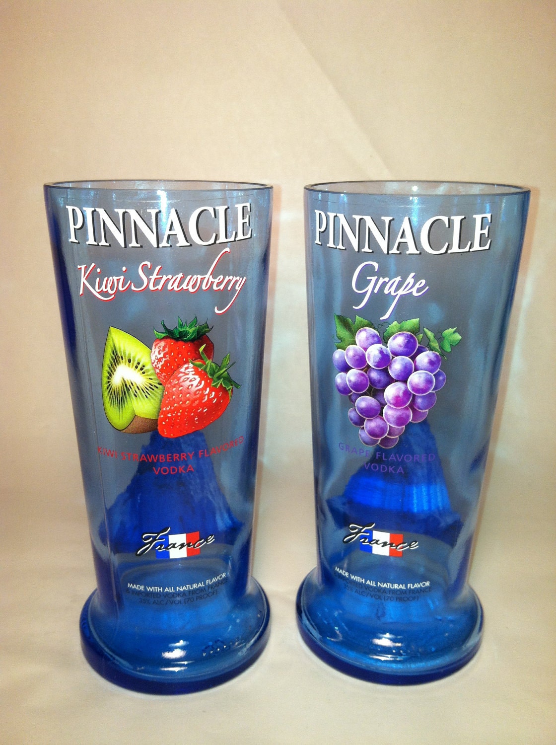 Pinnacle Kiwi Strawberry & Grape Vodka Recycled Bottle Glasses - Set of 2