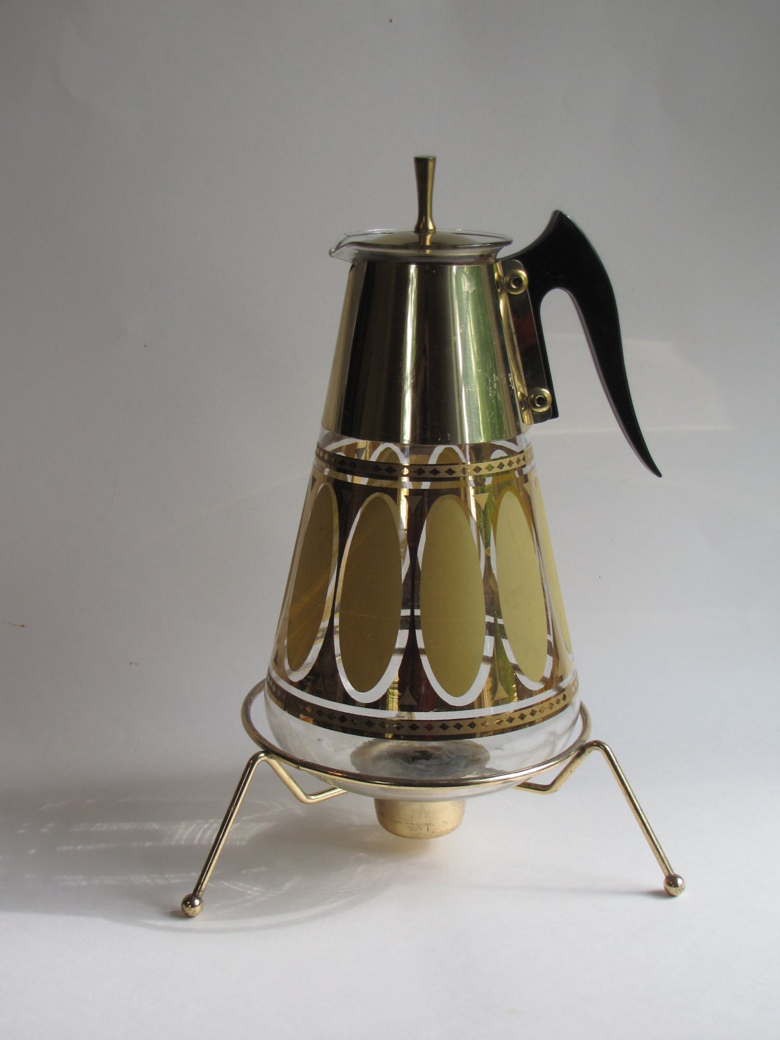 Vintage Art Deco Glass Coffee Carafe with warming stand