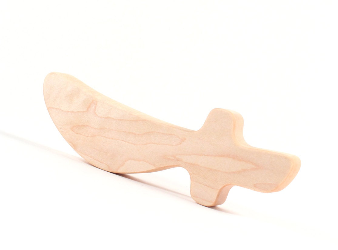 wood teether - pirate's sword - natural, eco-friendly wooden grasping toy for baby - pretend pirate play