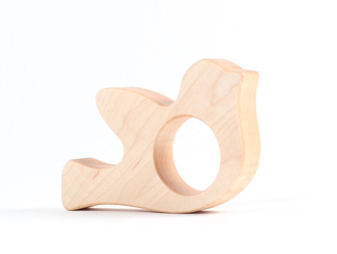 organic peace dove TEETHING TOY - safe all natural wooden bird fun for eco babies toddlers