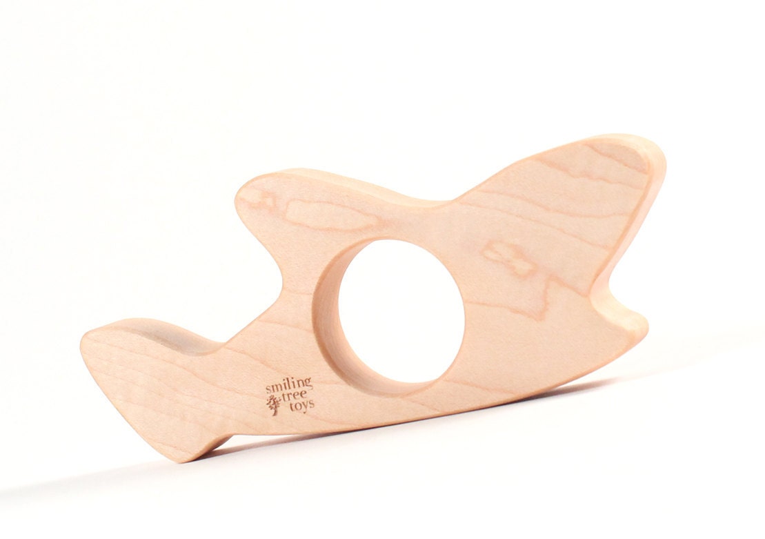 all natural shark wood TEETHER - an organic wooden toy for montessori baby, ocean themed eco-friendly new baby gift