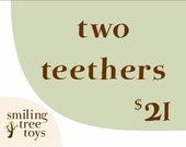 two natural wooden teethers - handmade, eco-friendly wood toys for new baby boy or girl, sustainable hardwoods, heirloom gifts