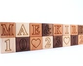 SIXTEEN personalized WOOD BLOCKS for baby and toddler, natural wooden toys with homegrown organic finish, montessori style for boy or girl