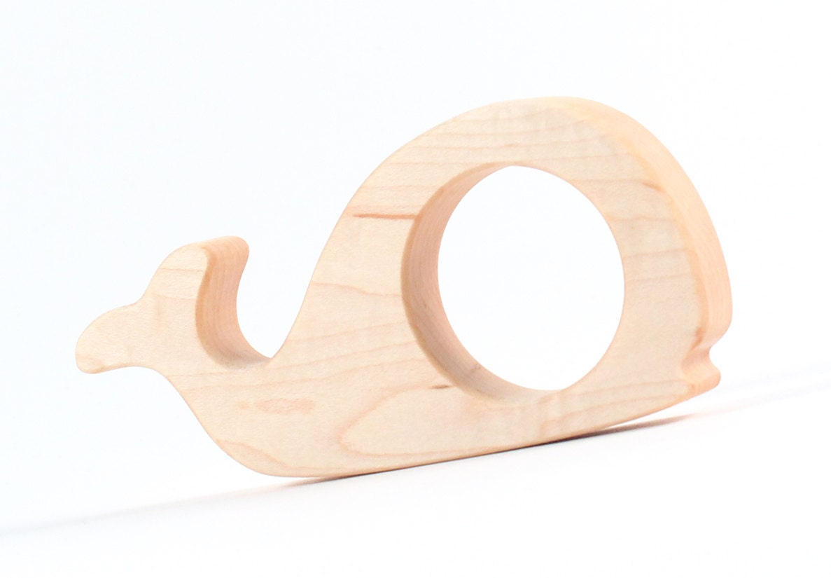 organic WHALE wood teether - an all natural wooden toy, safe teething fun, pretend ocean creature for toddler preschooler, montessori play