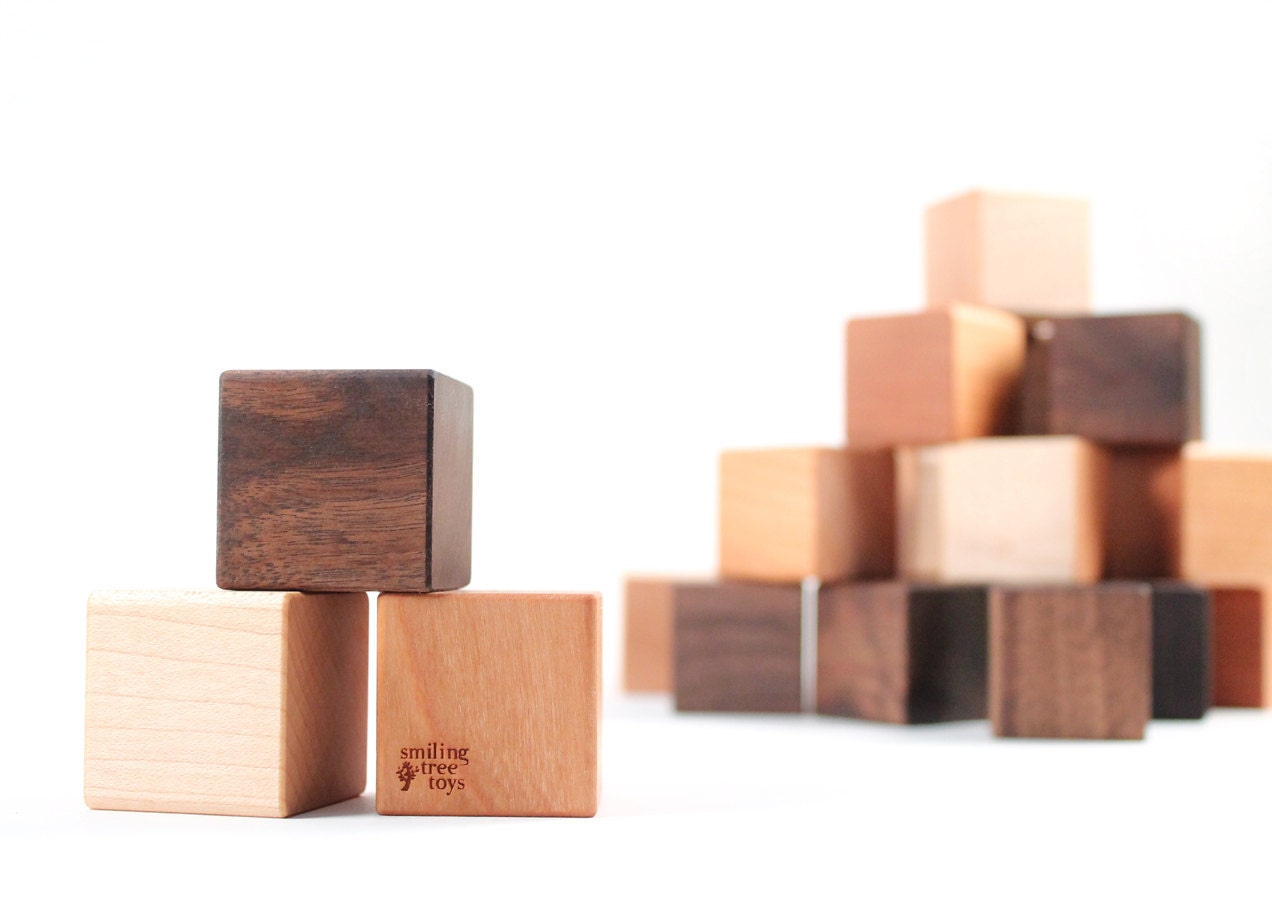24-piece hardwood block set - all natural wooden toys, a new baby boy or girl heirloom gift with homegrown organic finish