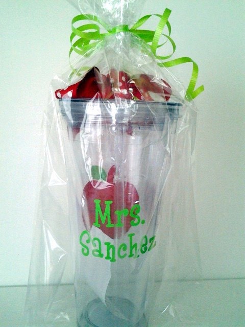 20 Ounce Insulated Tumbler with Straw for Teacher Gift - Personalized with Teacher's name