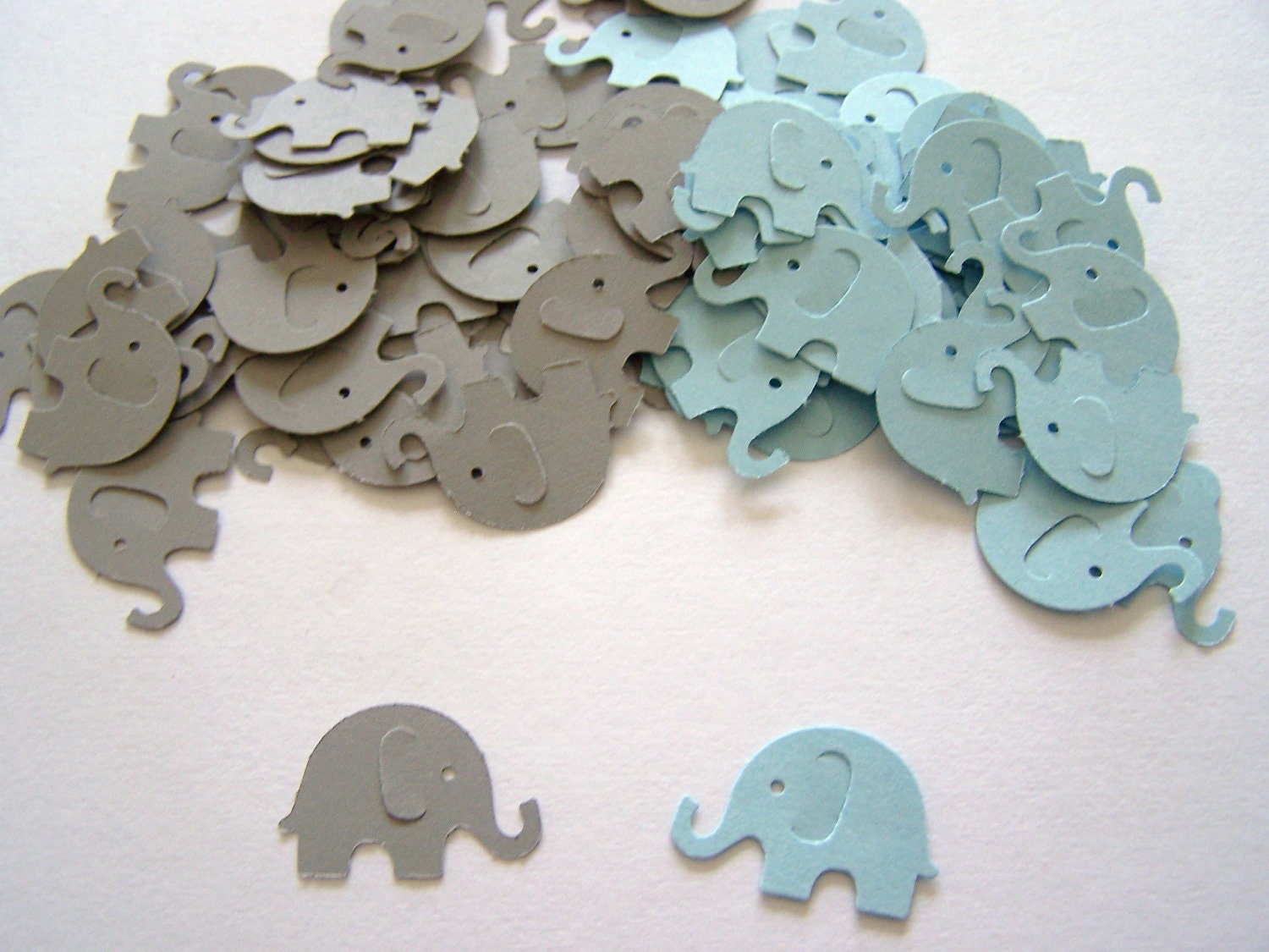 100 Blue Grey Gray Elephant Confetti Die Cuts Punch Cutouts Embellishment Scrapbook