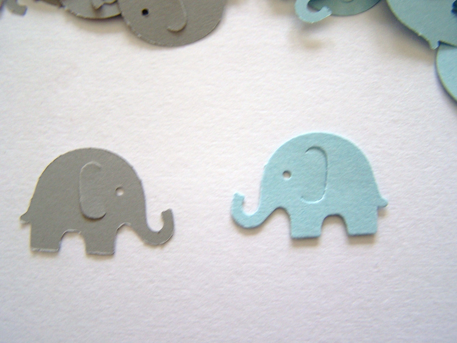 100 Blue Grey Gray Elephant Confetti Die Cuts Punch Cutouts Embellishment Scrapbook