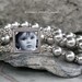 Wedding Bracelet Pearl Mother of Bride and Groom Photo gift / Silver glass pearls with rhinestone accents