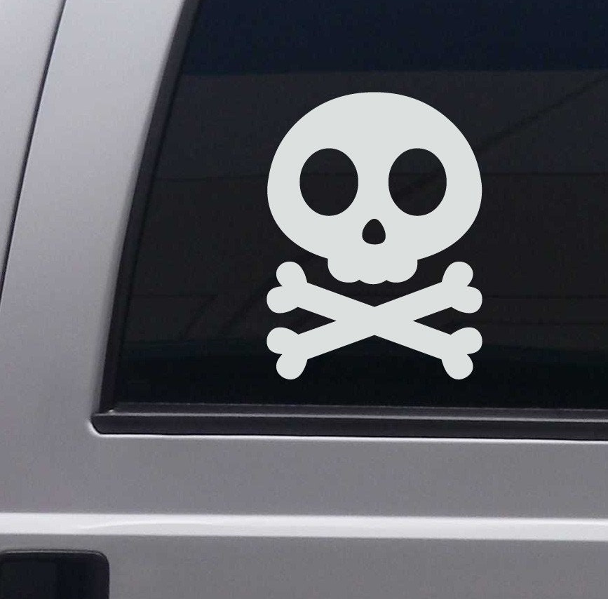 Cute Skull & Crossbones Decal - Vinyl Sticker - For Car, Window, Laptop, Wall