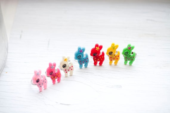 Fancy Roe Deer Baby Adjustable Ring . Fawn. Bambi . Yellow . Pink . White . Red . Green . Christmas