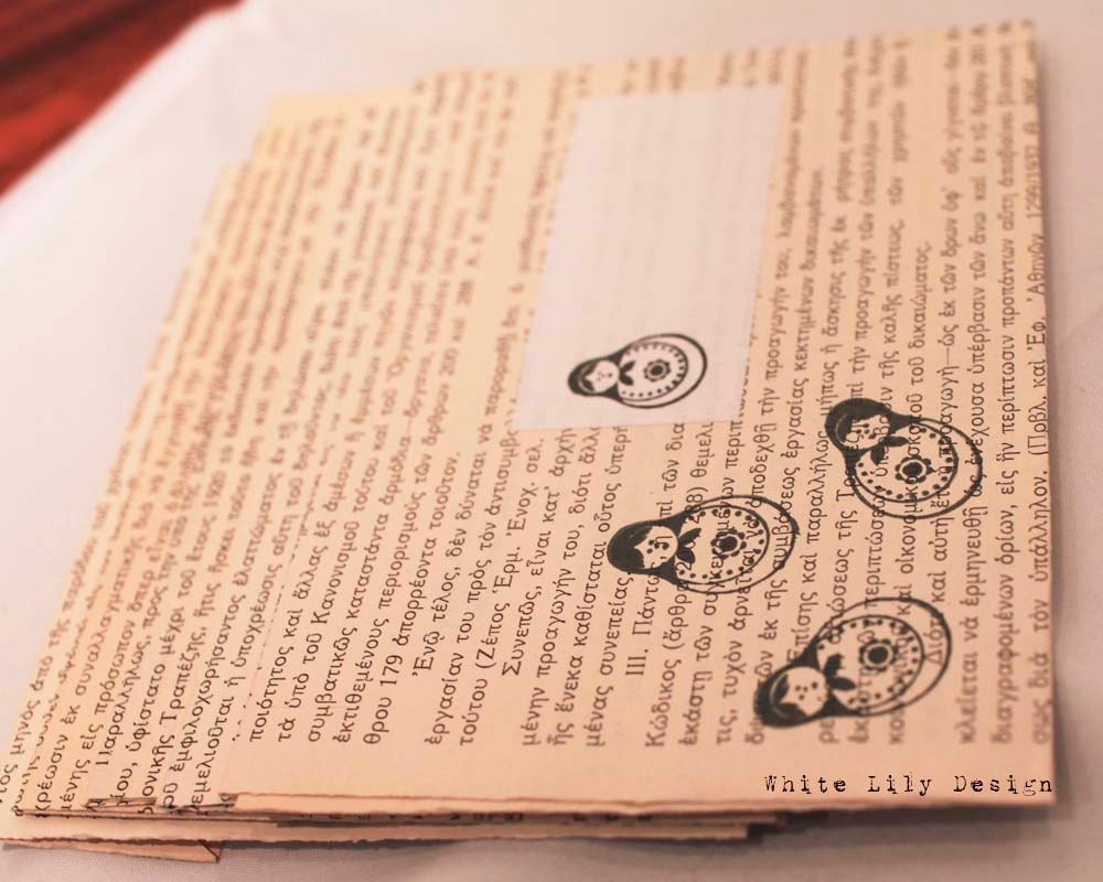 Recycled Envelopes . 5pcs . Greek . Handmade . Great for gift . For cards letters invites . Russian dolls