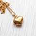 Gold colored Heart Necklace . Vintage . Unsymmetrical . Chain . Cute . Love . Gift .