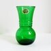 Vintage Anchor Hocking Forest Green Glass Vase With Original Gold Foil Tag