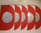 VALENTINES DAY Greeting Cards Handmade With Intricate Cuts in Iridescent Silver Paper and Set in Festive Red & White.  One Of A Kind.