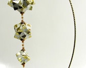 ORIGINAL GIFT Home Décor 3D Modular Origami Handmade Ornament Geometric Modules in Metallic Shimmery Gold on Metal Ornament Stand OOAK