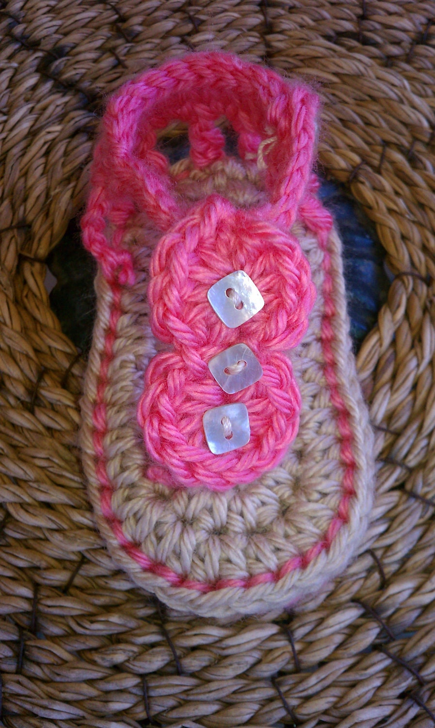 Crochet baby Sandals Gladiator beach srping summer baby thong sandals pink Strawberry color MORE COLORS