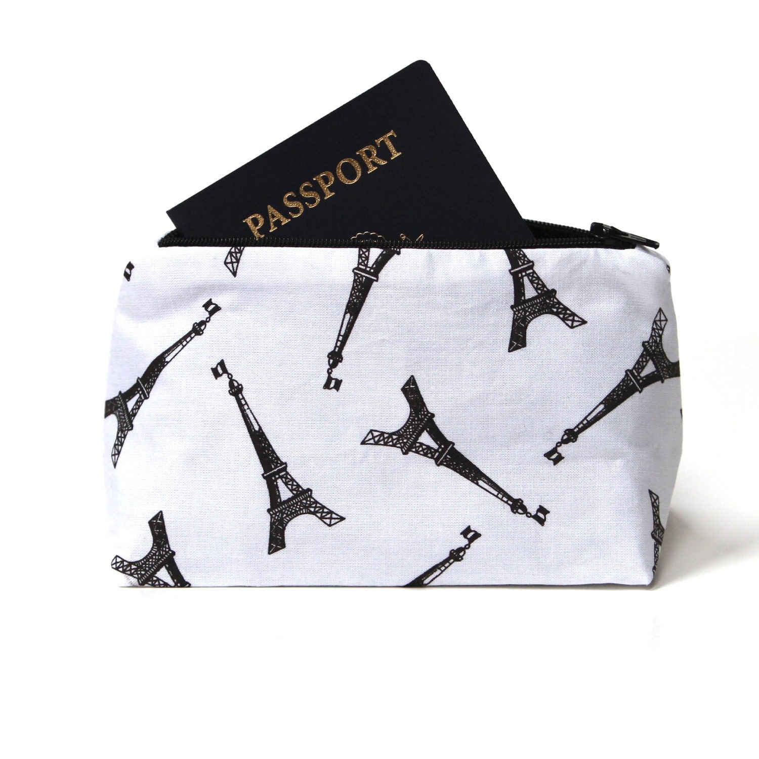 Black and White Eiffel Tower Make Up Bag, Bridesmaid Gift - Paris Novelty Cosmetic Bag, Travel Bag, Travel Gift, Cosmetic Case