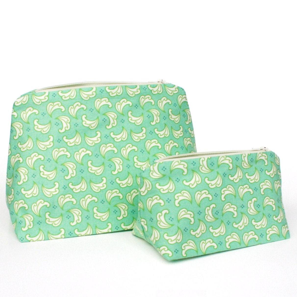 Holiday Gift Set in Seafoam Mint Green Matching Travel Bags - Pastel - Bridesmaid Gift Set, Holiday Gift Set, Birthday Gift Set