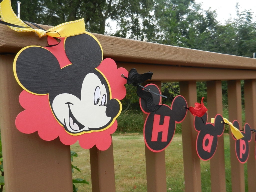 Mickey Mouse Happy Birthday Banner Includes Number