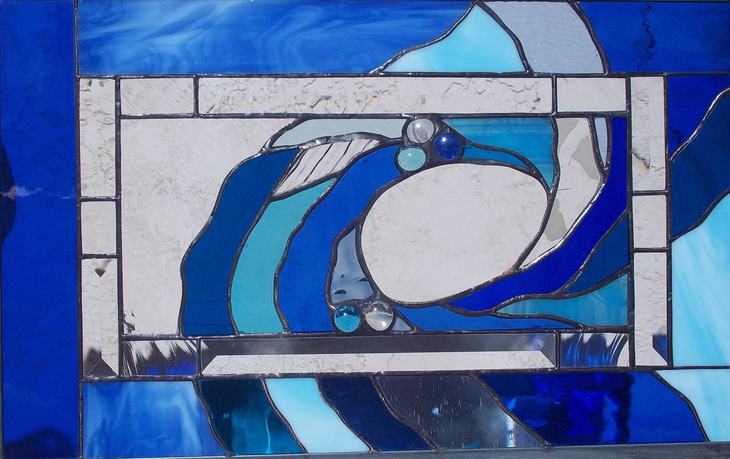 Cresting Wave Stained Glass Window Panel