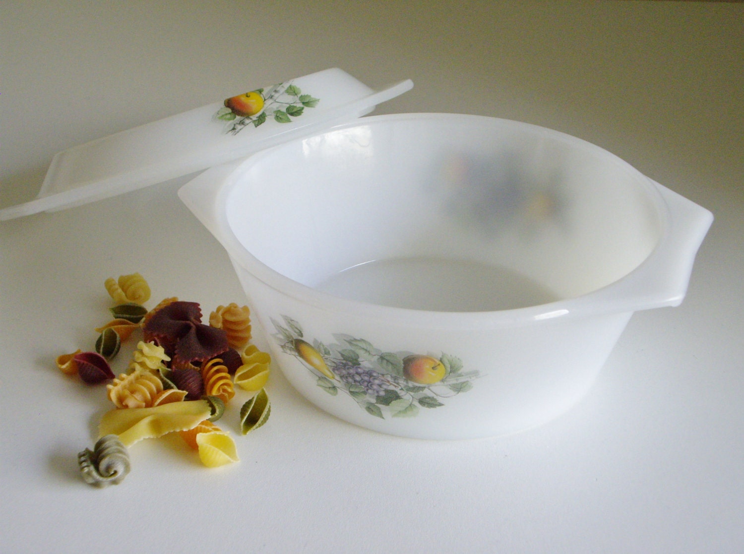 Casserole Dish with Lid Arcopal France White Milk by Vintagerous