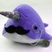 Narwhal Plush - with Mustache and Monocle - Medium - MADE TO ORDER (Choose colors)