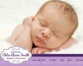 Printable Birth Announcement Baby Girl Customized