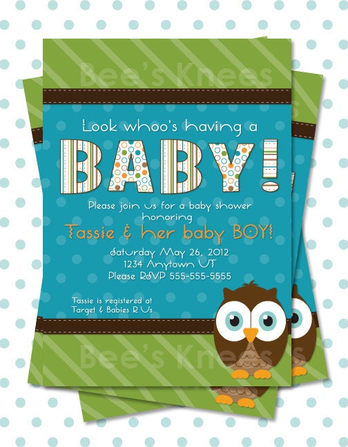 Owl Baby Shower Invitation - Digital File Only