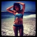 Black and Baby Blue Fringe Bandeau Bikini Top