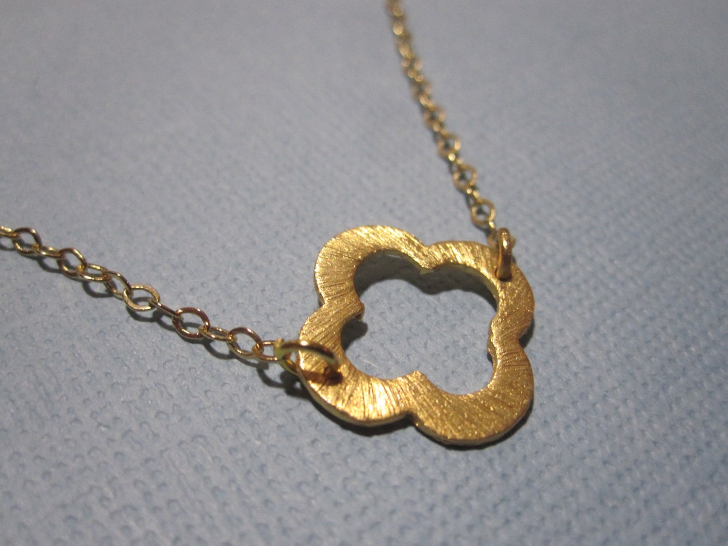 Double Connected Gold Clover Necklace Quatrefoil