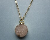 Tiny Champagne Quartz Druzy / Druze Necklace by MarisaLeeDesigns