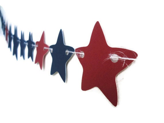 Star Bunting Banner, Red and Blue Party, Birthday Party Garland, Childrens Wall Hanging, Celebration Star Bunting, Party Streamer