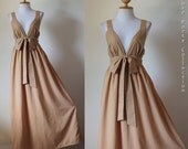 Light Brown Bridesmaid Maxi dress - Elegant Cocktail Evening Cotton Dress : Love Party Collection