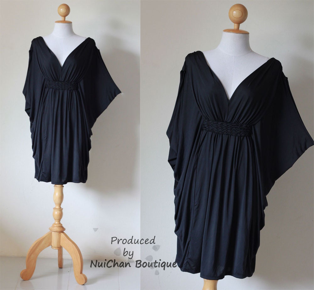Black Butterfly Kaftan Blouse Casual Short Dress Chic & Casual Collection