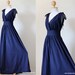 Navy Blue Maxi Dress - Sleeveless or Short Sleeve Cotton Evening Dress : Classy Gorgeous Collection