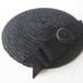 black stylish straw fascinator vintage cocktail hat '50