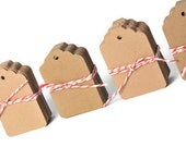 Kraft tags . 50 blank mini tags . small gift tag die cuts . 1.25 by 1.75 . die cut . kraft brown paper . gift embellishment . small tag