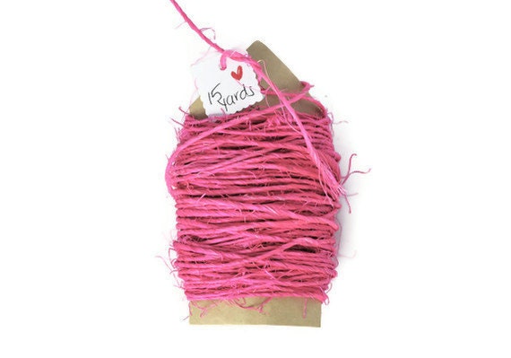 Fuchsia sisal cord . 15 yards of pink colored thin rough twine . rope . string . natural . 1mm . supplies . other colors available