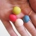 Colorful mustard tangerine blue polymer clay necklace - beads necklace- minimalist jewelry " Round and round"
