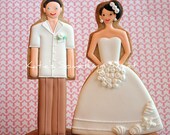 Bride and Groom Cake Toppers -  Customized Wedding Cake Toppers -  Beach Themed Wedding Cake Toppers - Edible Cake Toppers